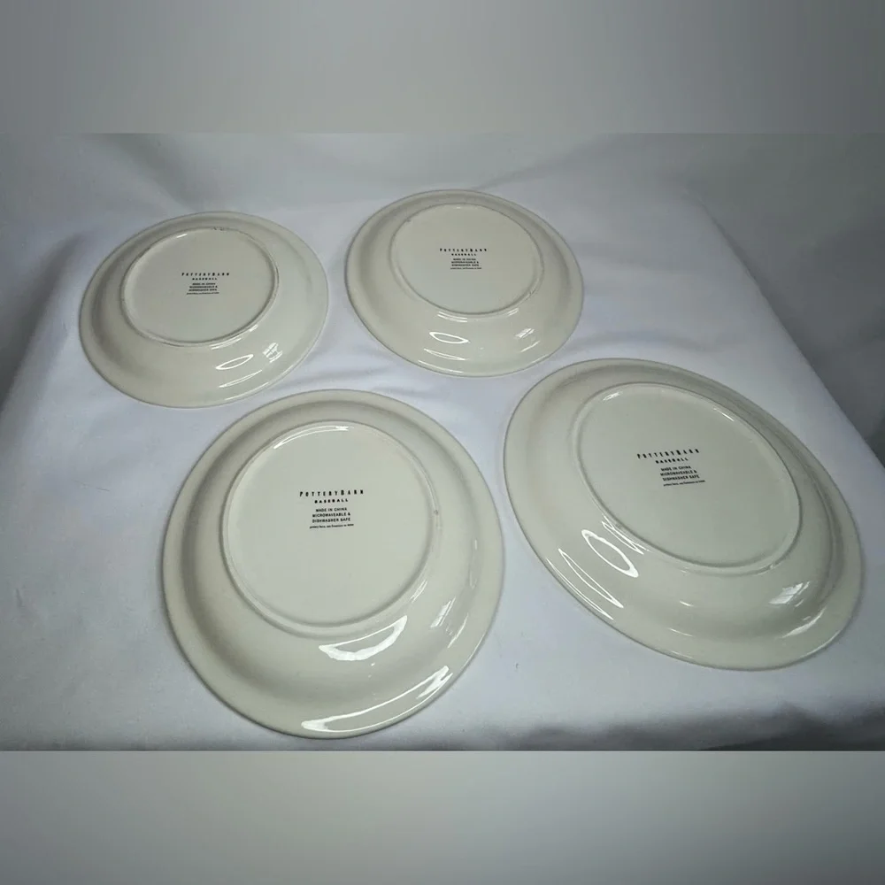 Vintage Pottery Barn Baseball Salad/Dessert Plate Set of 4